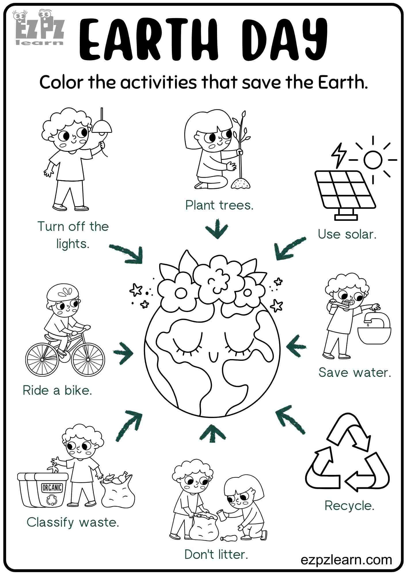 Earth Day Color the Activities for Kids Free Printable PDF